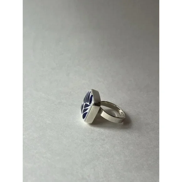 Square Talavera Ring 925 Sterling Silver  Artisan Handmade - Picture 15 of 16